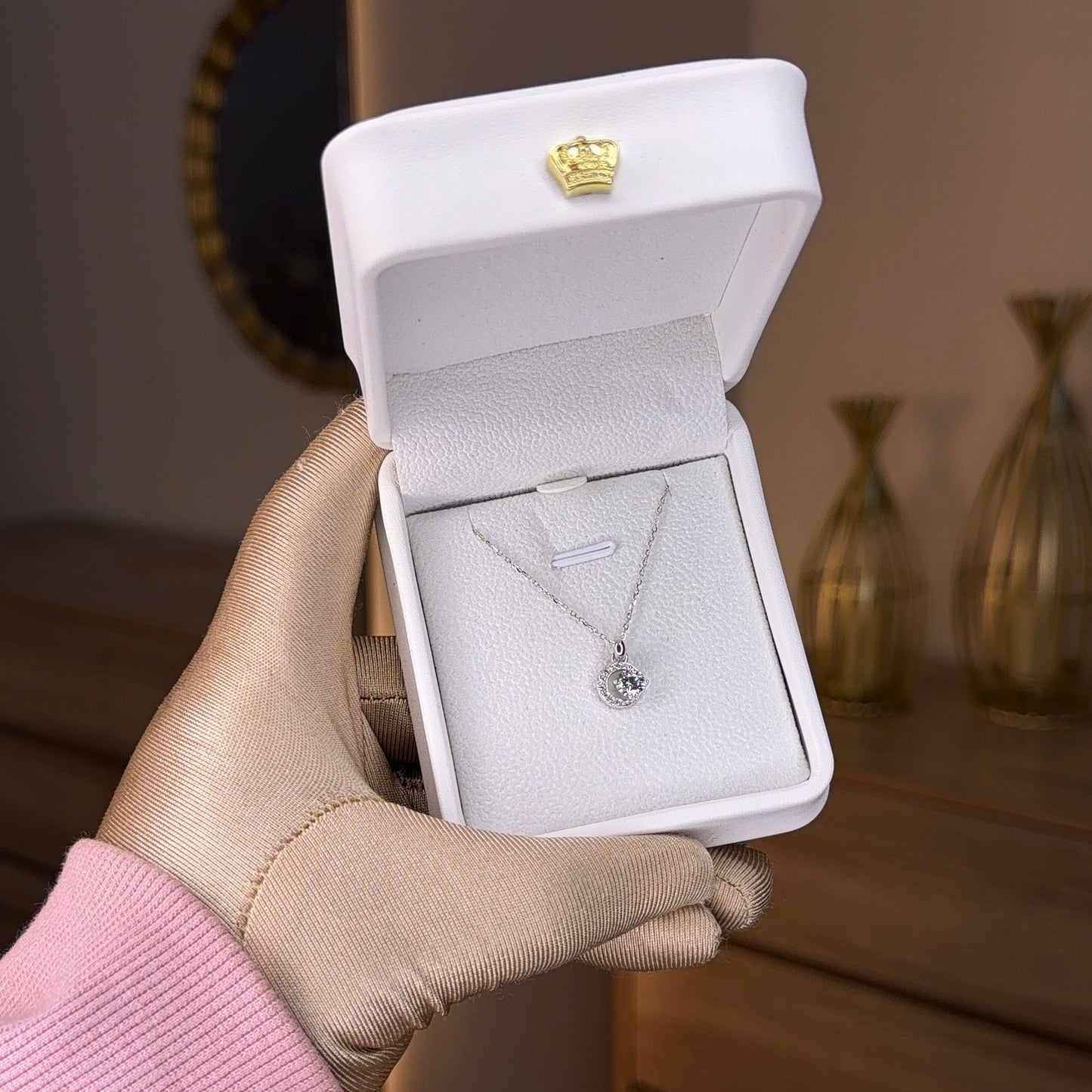Halo Crystal 925 Silver Pendant