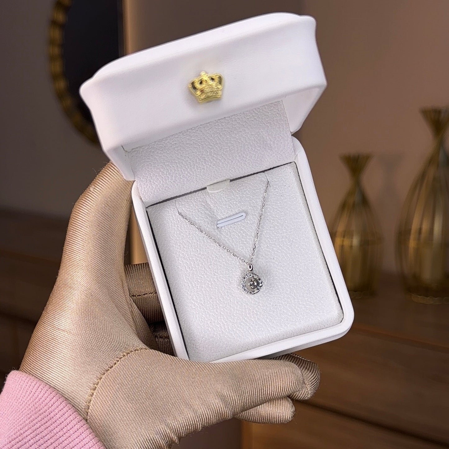 Halo Crystal 925 Silver Pendant