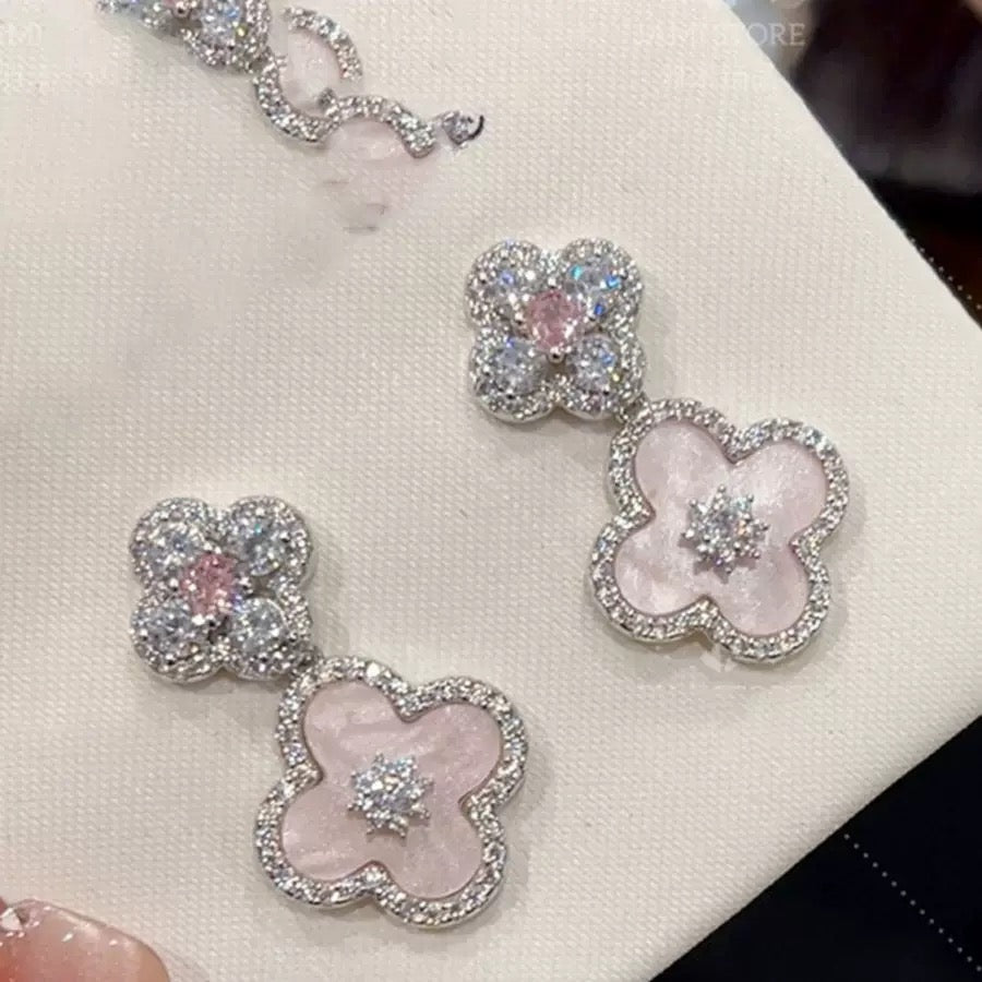 Blush Clover Crystal Earrings